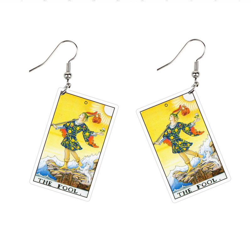 Acrylic Printing Double-sided Vintage Tarot Designer Earrings