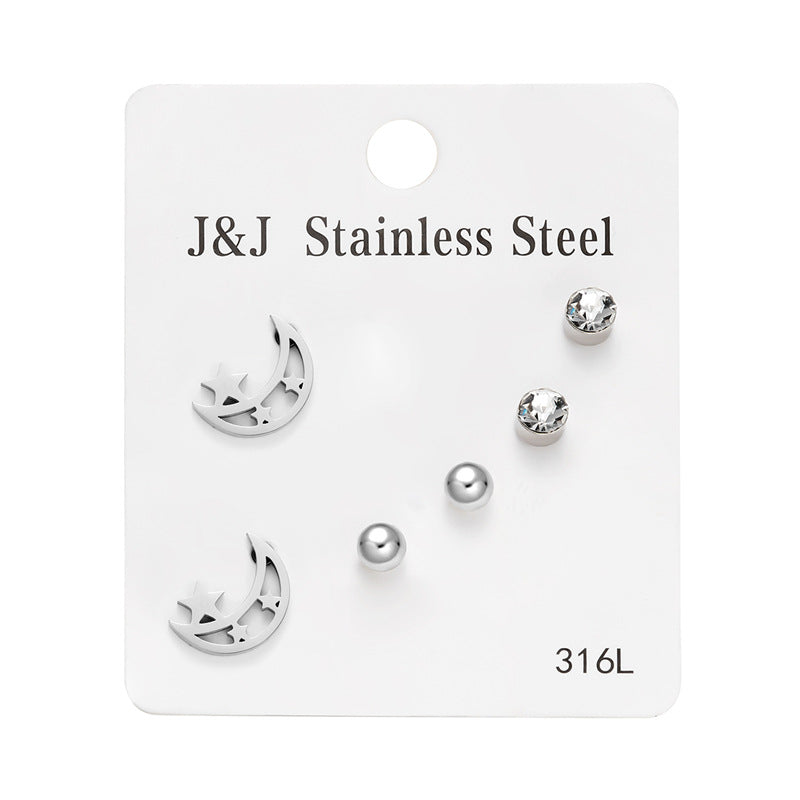Pairs Heart Shape With Diamond Combination Earrings