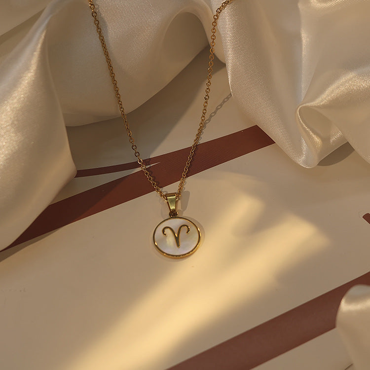 Women's Constellation White Sea Shell Stainless Steel Pendants