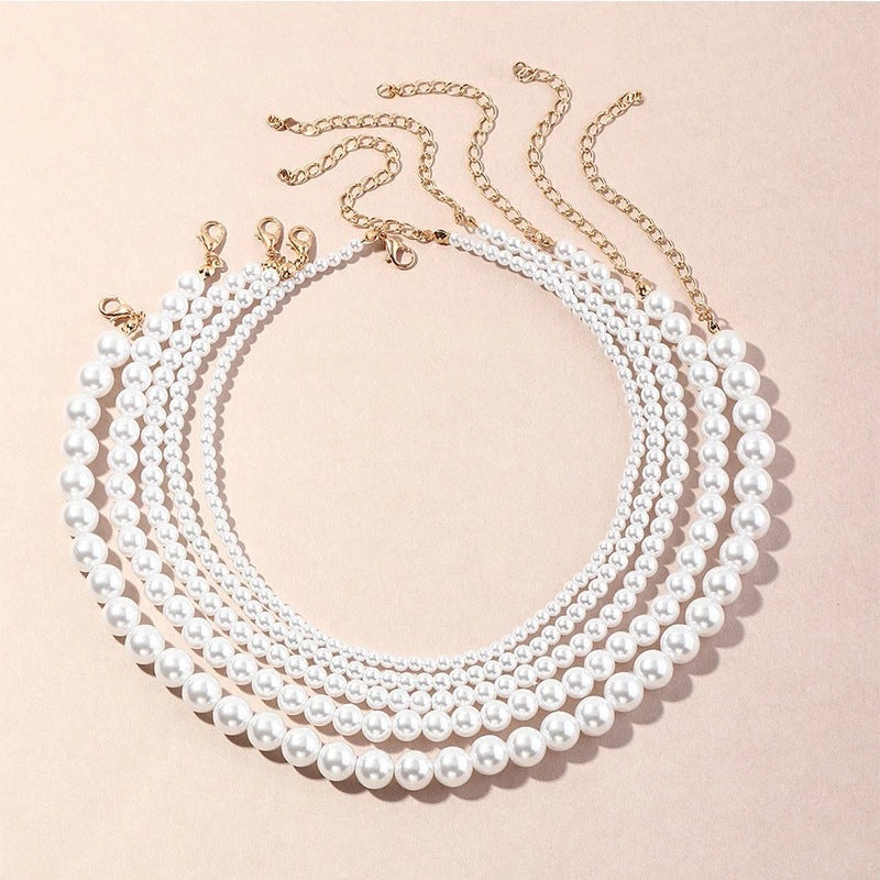 Women's Simple Fashion Imitation Pearl Round Beads Necklaces