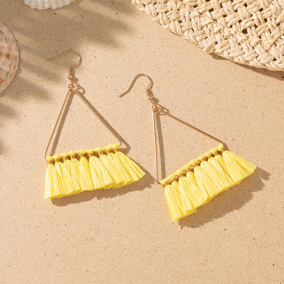 Women's Style Woven Raffia Design Sense Niche Earrings