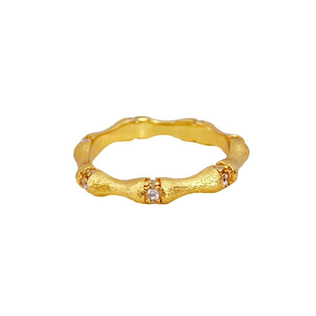 Style Retro Brushed Bamboo Light Luxury Rings