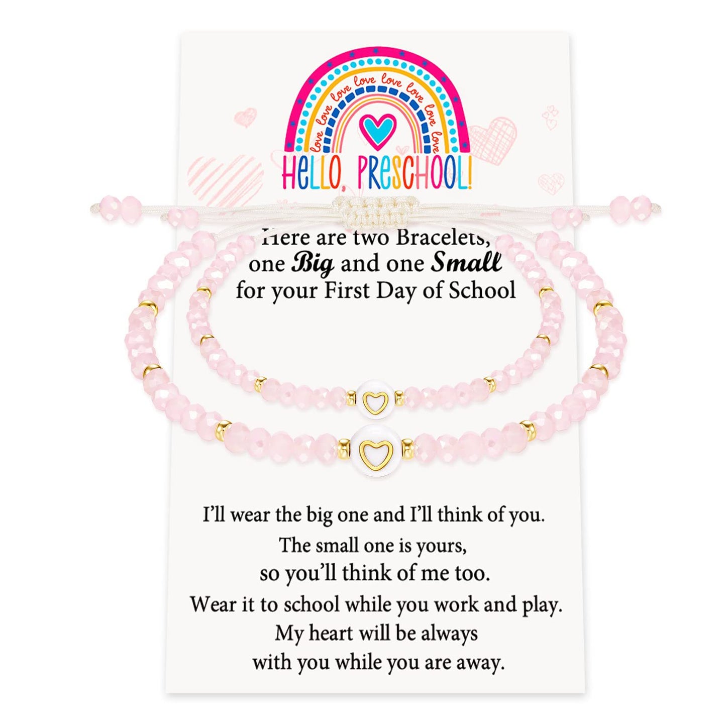 School Pink Rhombus Bead Love Hand-woven Bracelets