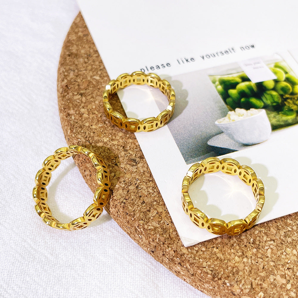 Hollow Coin Fashion Metal Simplicity Temperament Wild Rings
