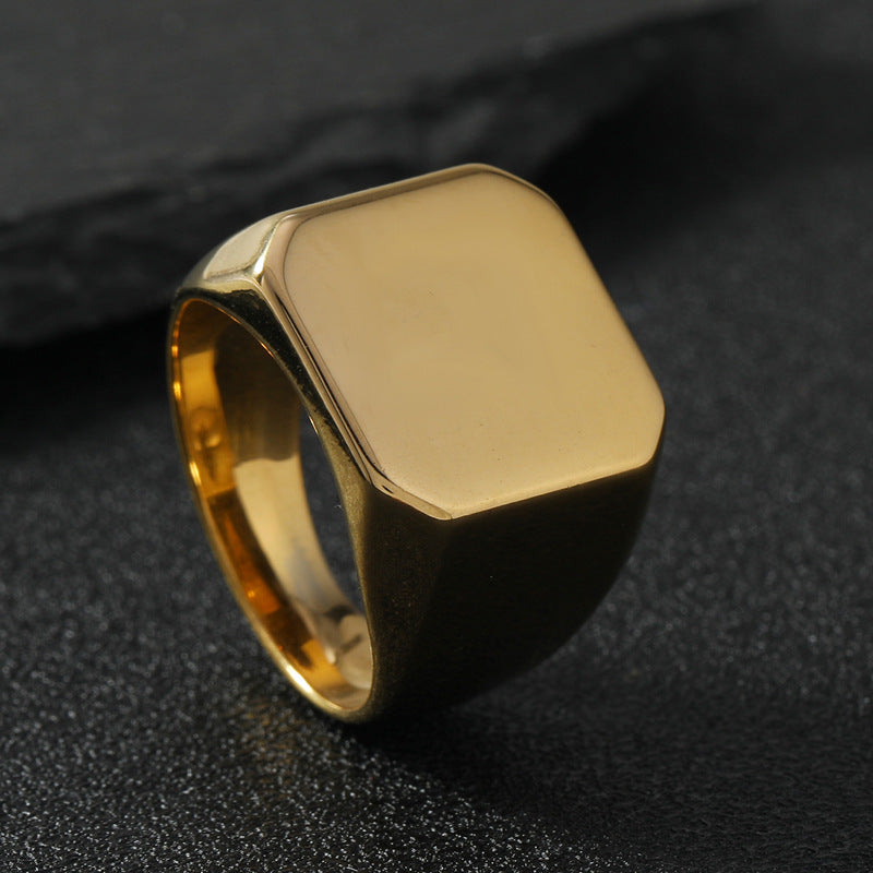 Women's & Men's Titanium Steel Casting Geometric Glossy Stainless Rings