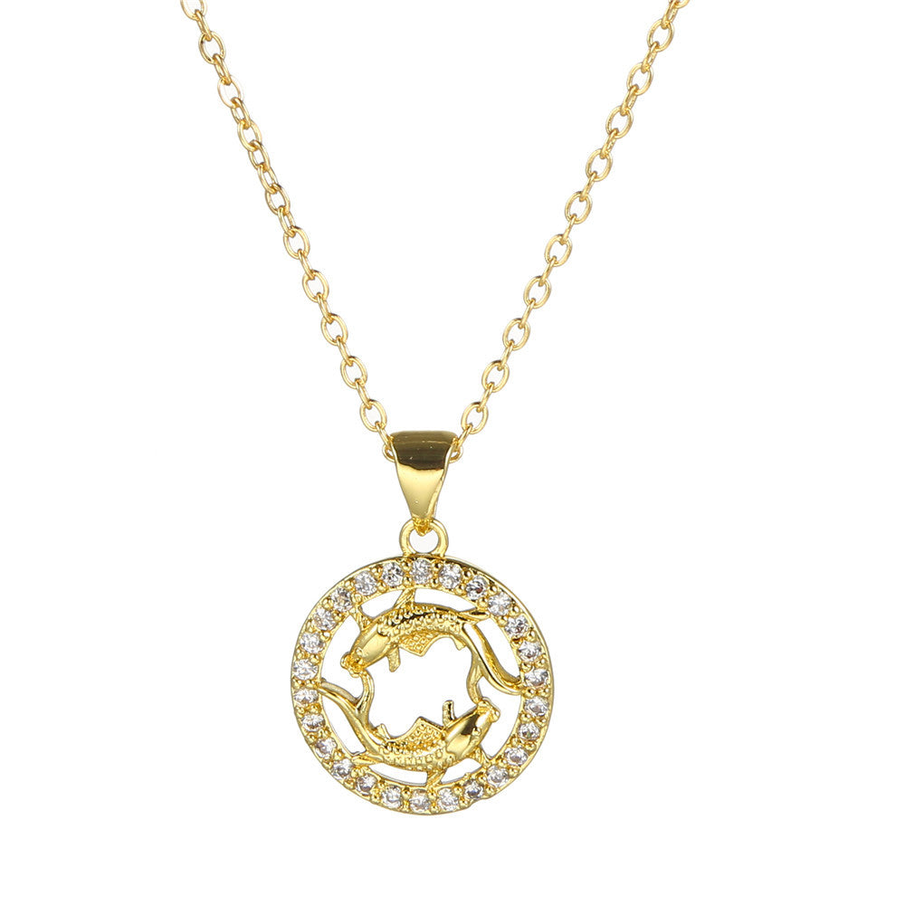 Female Fashion Creative Copper Inlaid With Necklaces