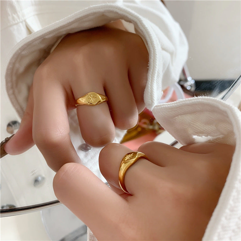 Women's Stainless Steel Aperture Fashion Personality Simple Rings