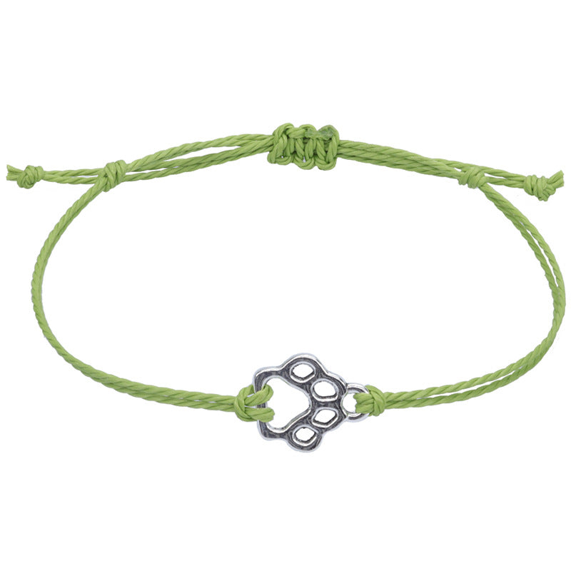 Women's Cat Dog Paw Prints Wax Line Bracelets