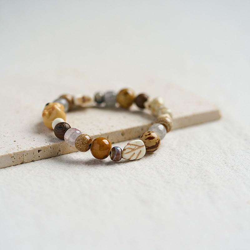 Women's Dopamine Color Ceramic Ancient Style Beaded Bracelets