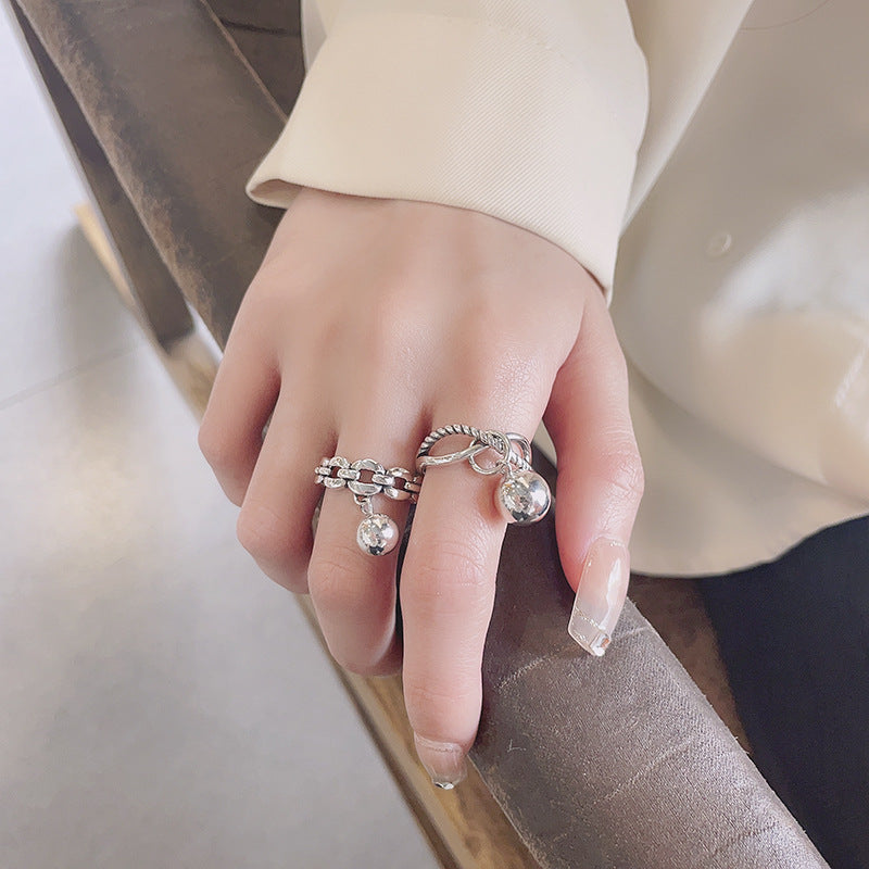 Trendy Sterling Sier Irregular Shape Stitching Rings