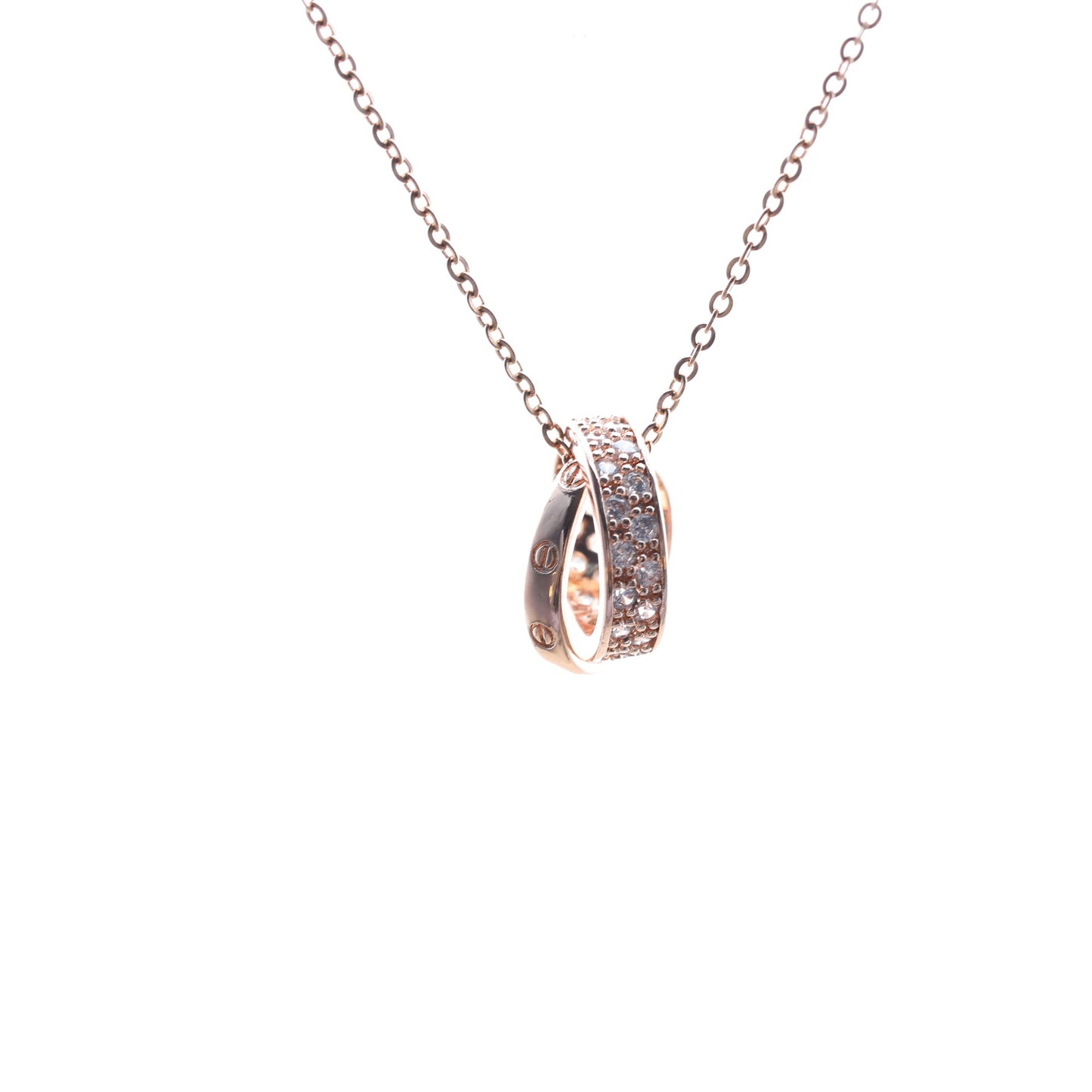 Women's Buckle Style Double Full Diamond Simple Light Luxury Necklaces