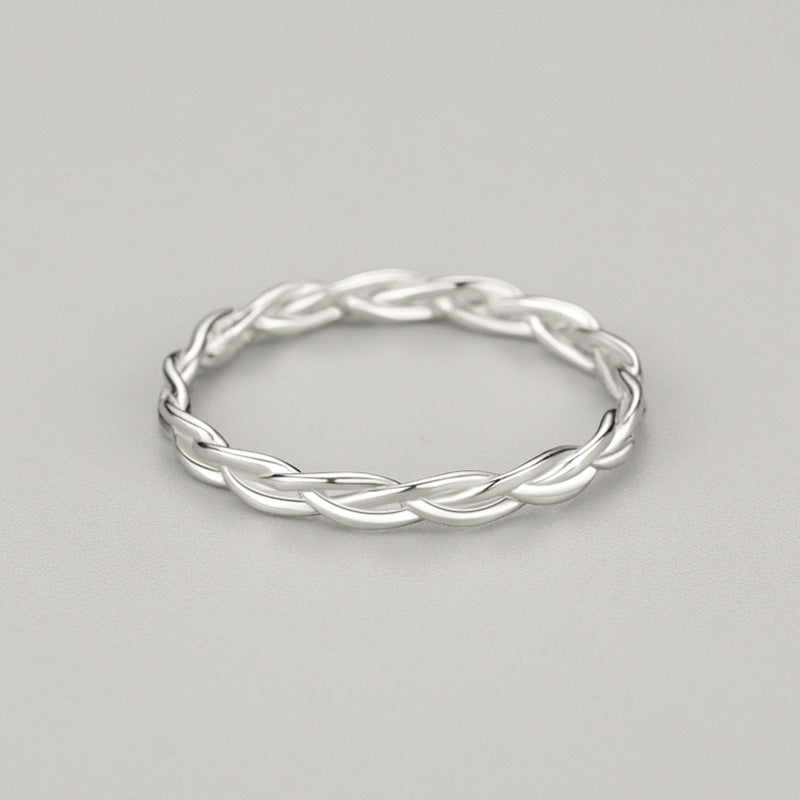 Women's Sier Cross Twist Braid Simple Stackable Popular Rings