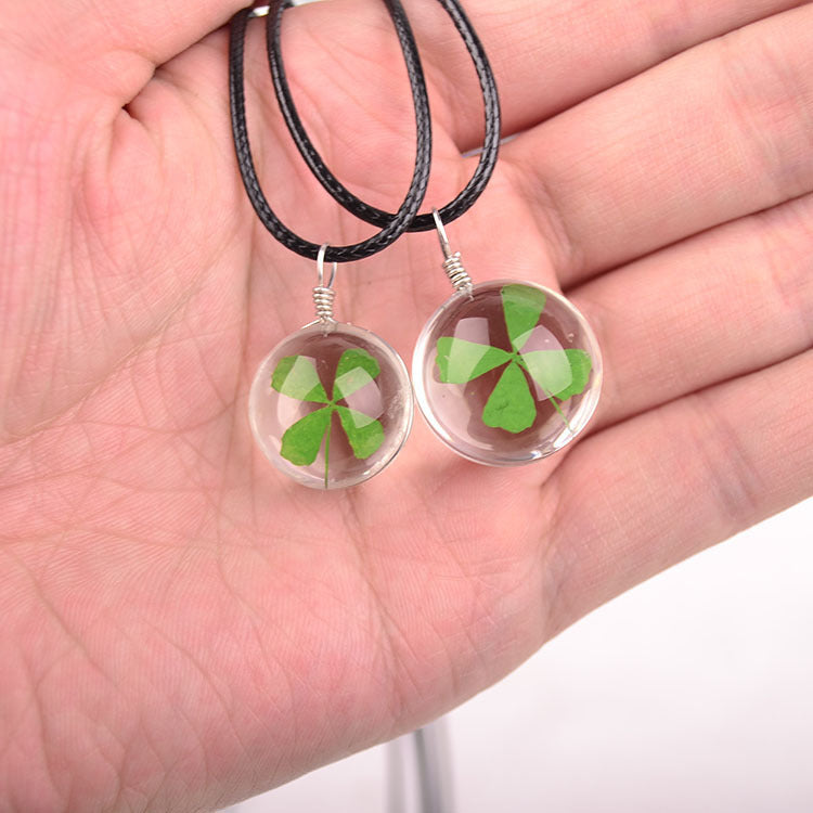 Clover Ball Real Flower Mori Style Necklaces