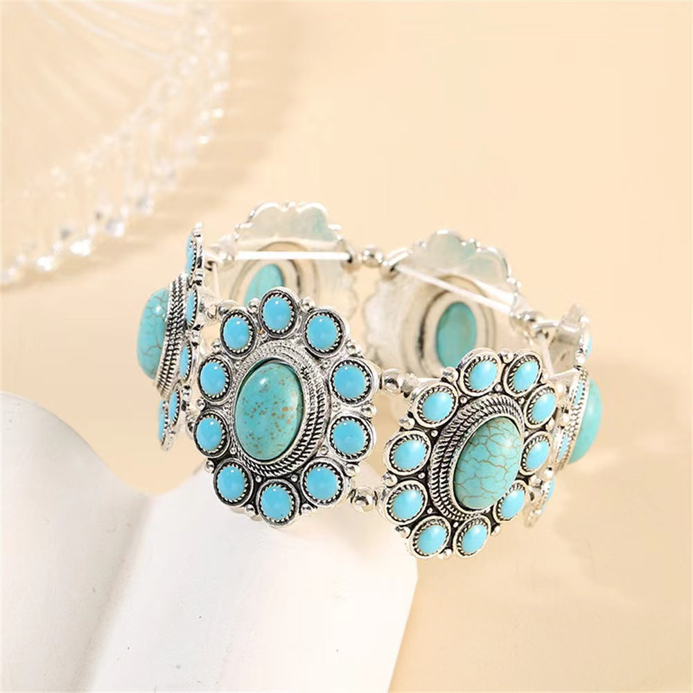 Style Personality Retro Alloy Turquoise Stretch Bracelets