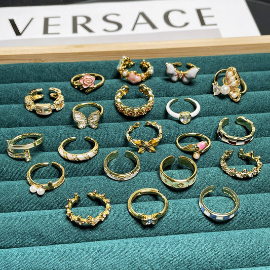 Butterfly Flower Light Luxury Enamel Drip Rings