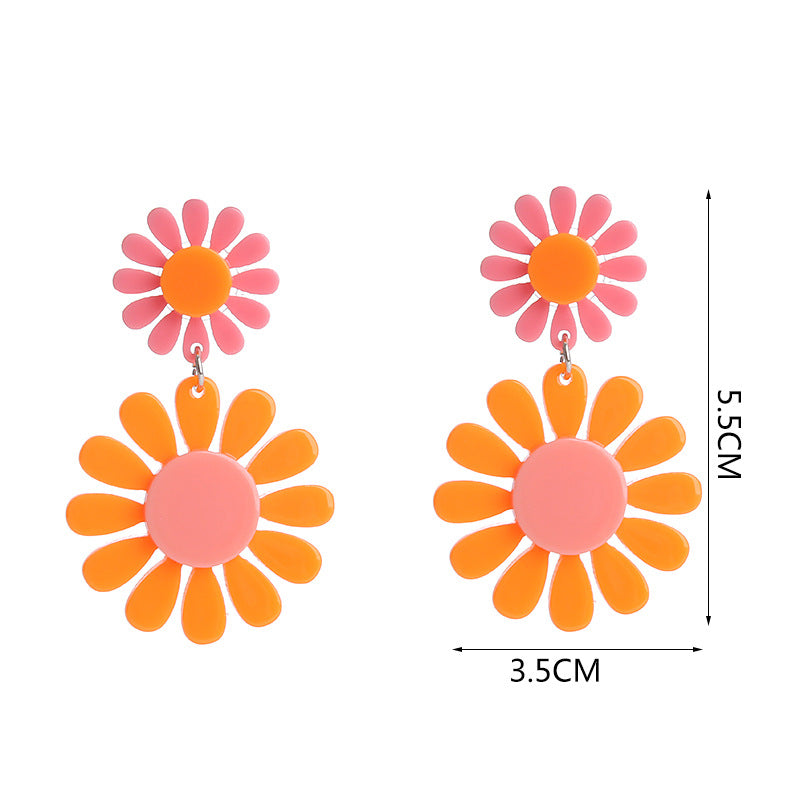 Jewelry Bohemian Simple Flowers Contrast Color Earrings