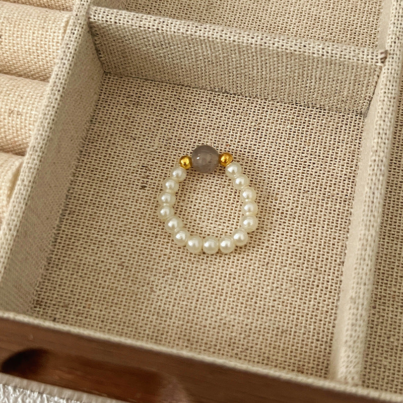 Beads Niche Design Advanced Finger Light Luxury Rings