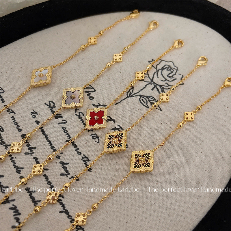 Women's Hand-made Design Double-sided Shell Zircon Light Bracelets