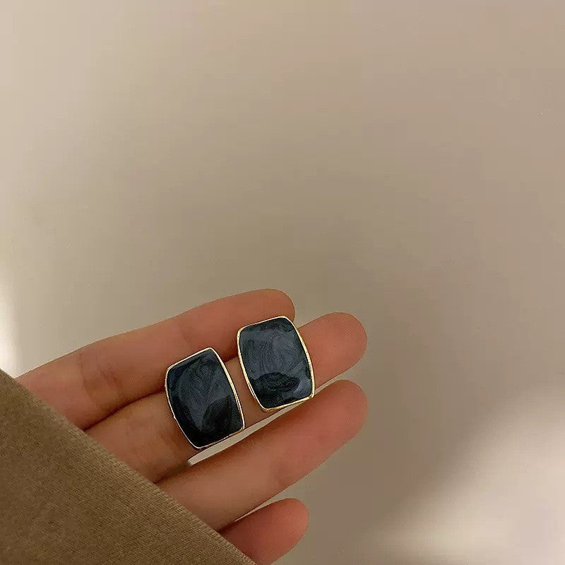 Needle Minimalist Style Convex Square Color Sweet Earrings