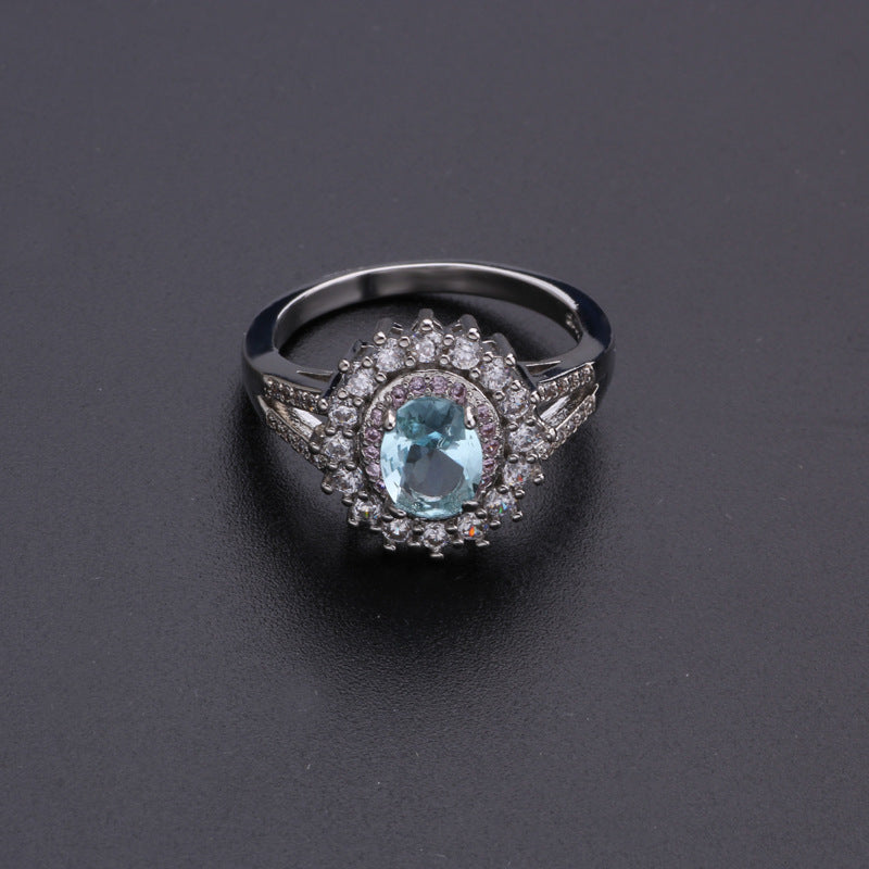 Women's Blue Crystal Fashion Topaz Gemstone Rings