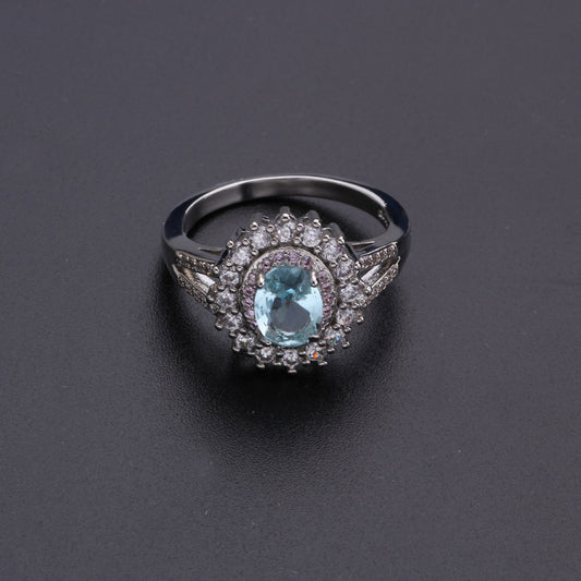 Women's Blue Crystal Fashion Topaz Gemstone Rings