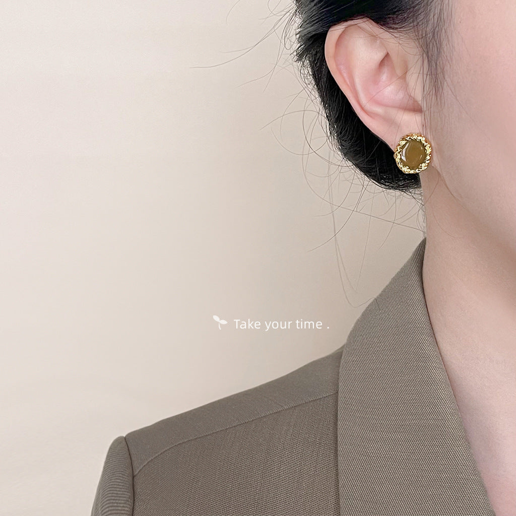 Tundra Green Electroplated Vintage Dripping Irregular Earrings