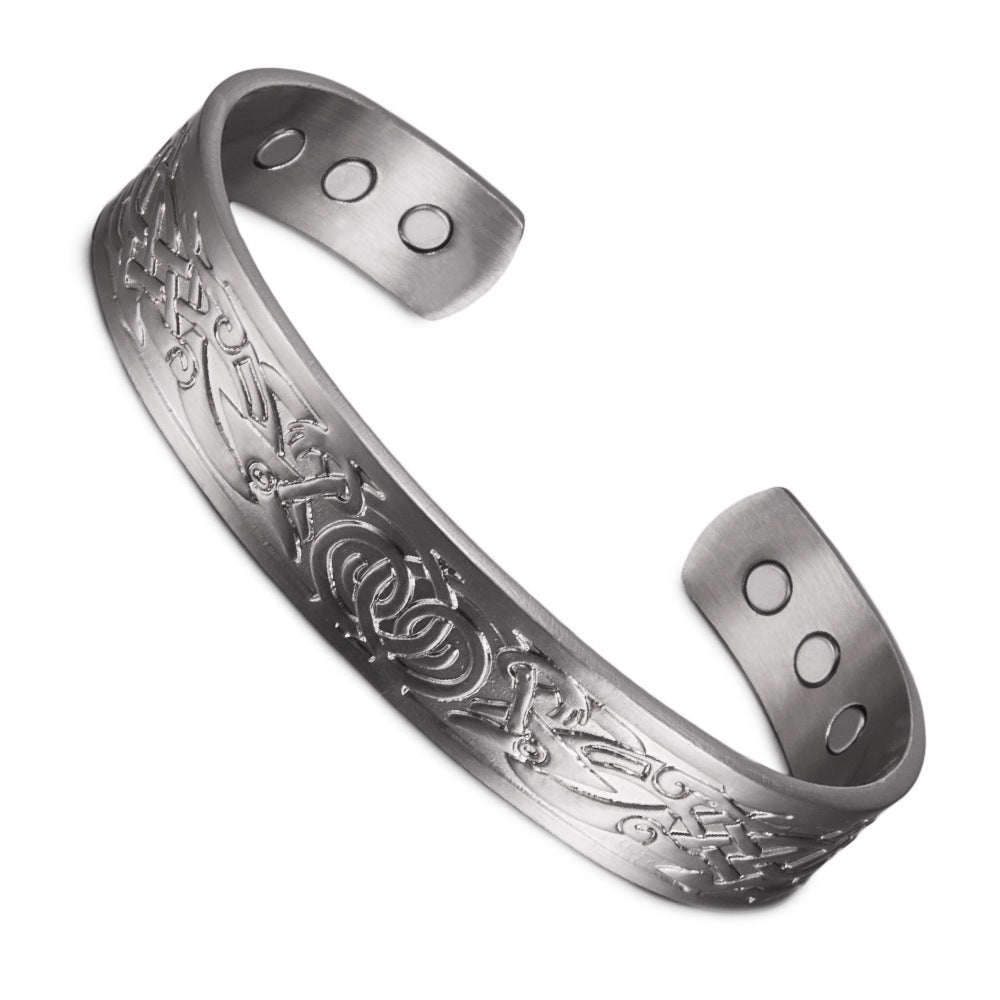 Women's & Men's Dragon Pattern Vintage Pure Copper Magnetic Open Bracelet