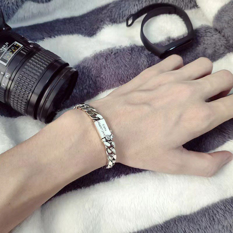 Men's Thick Type Cuban Pu Punk Link Chain Woven Bracelets