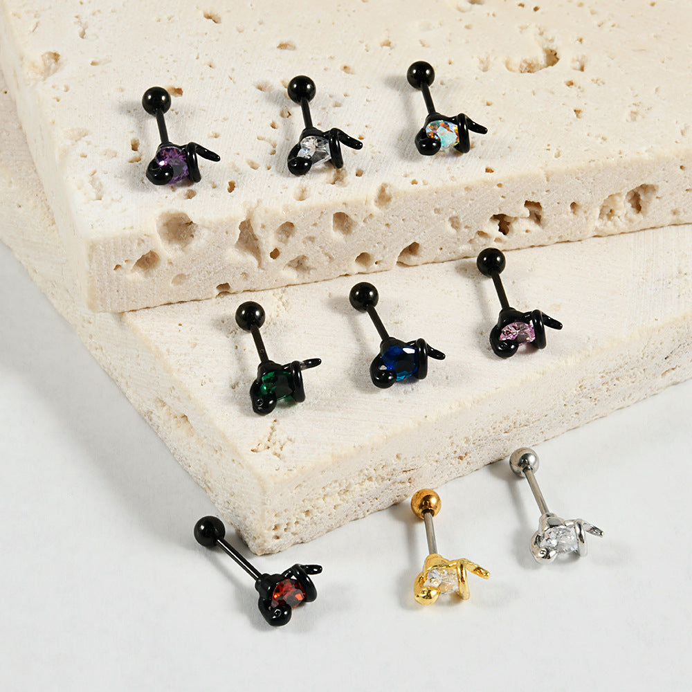 Coiled Heart Straight Rod Bone Male Earrings