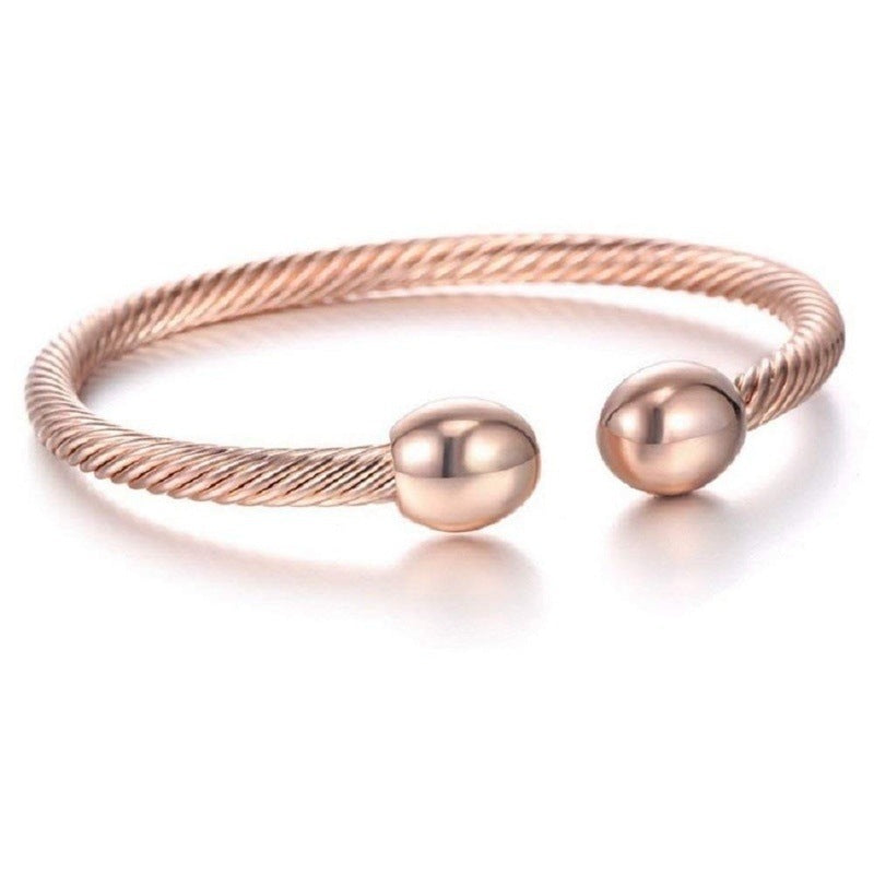 Women's Head Open Rose Gold Magnetic Twill Bracelets