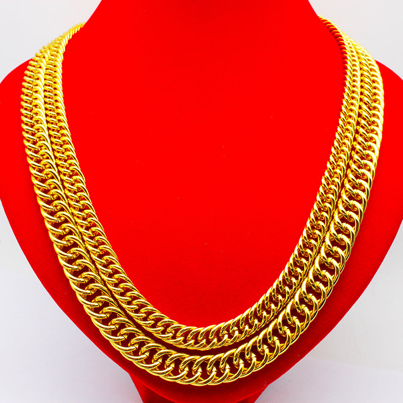 Men's Double Row Chain Domineering Gold Curb Necklaces