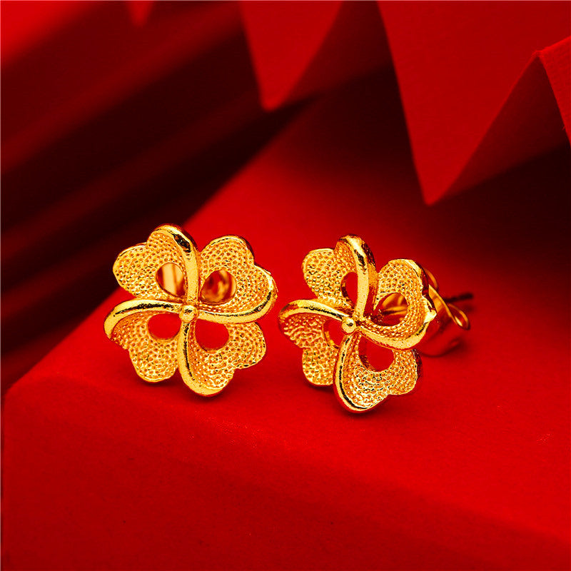 Women's Gold Small Ear Bar Simulation European Coin Earrings