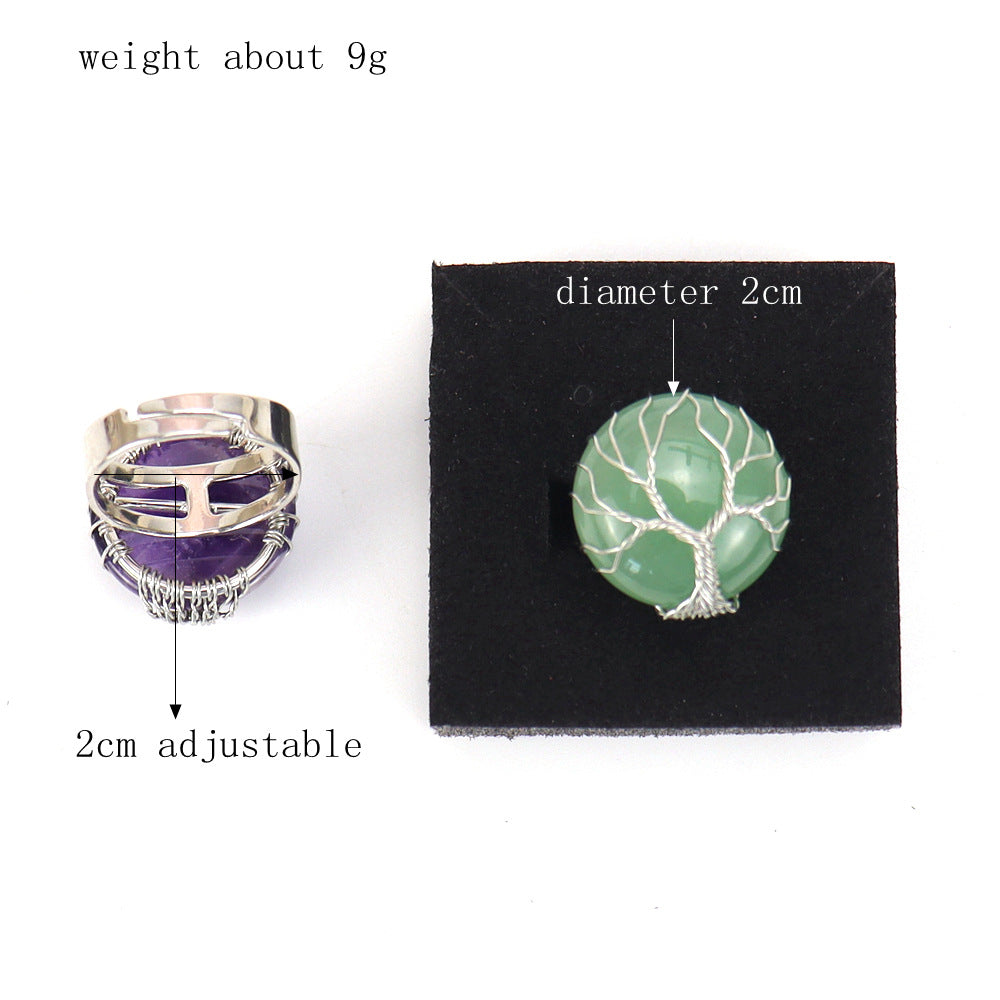 Handmade Winding Round Amethyst Lucky Tree Rings