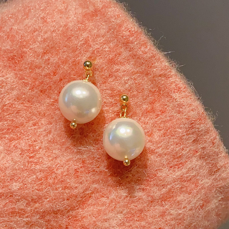 Highlight Large Pearl Sier Pin Korean Earrings