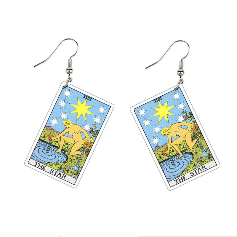 Acrylic Printing Double-sided Vintage Tarot Designer Earrings