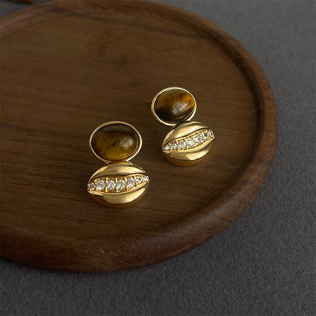 Women's Tigereye Niche Handmade French Entry Lux Earrings