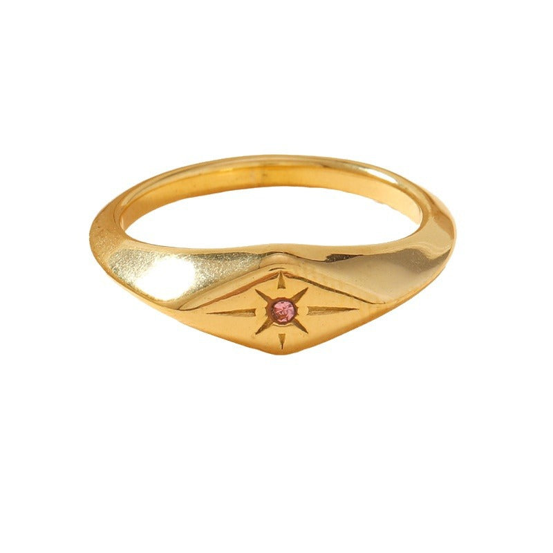 Fashion Diamond Inlaid Zirconium Light Luxury Design Gold Rings