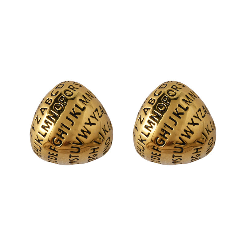 Sier Needle Golden Triangle Middle Ancient Ear Earrings