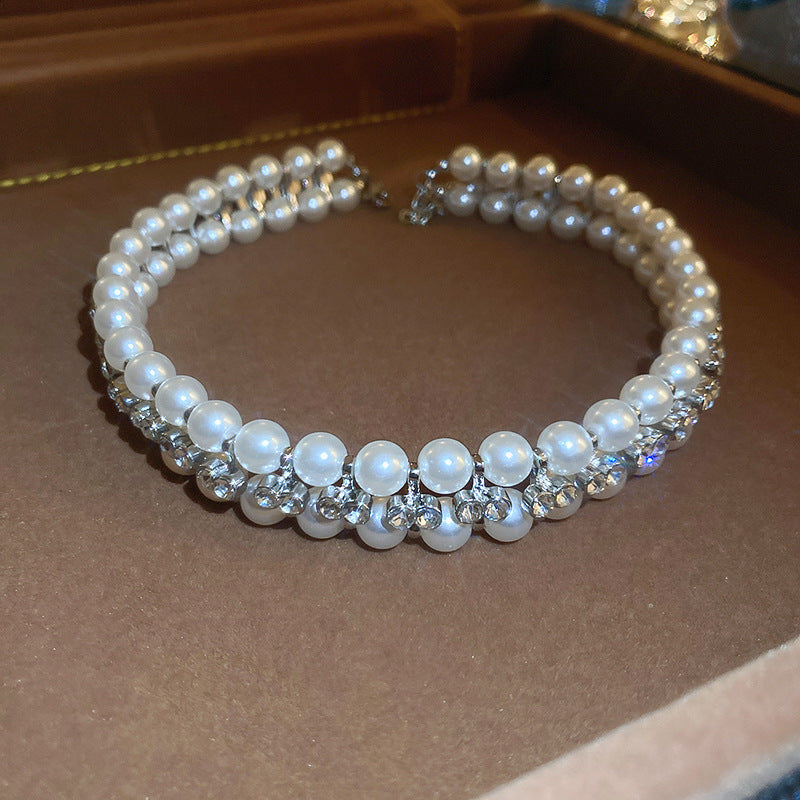 French Style Temperament Geometric Pearl Vintage Fashion High Necklaces