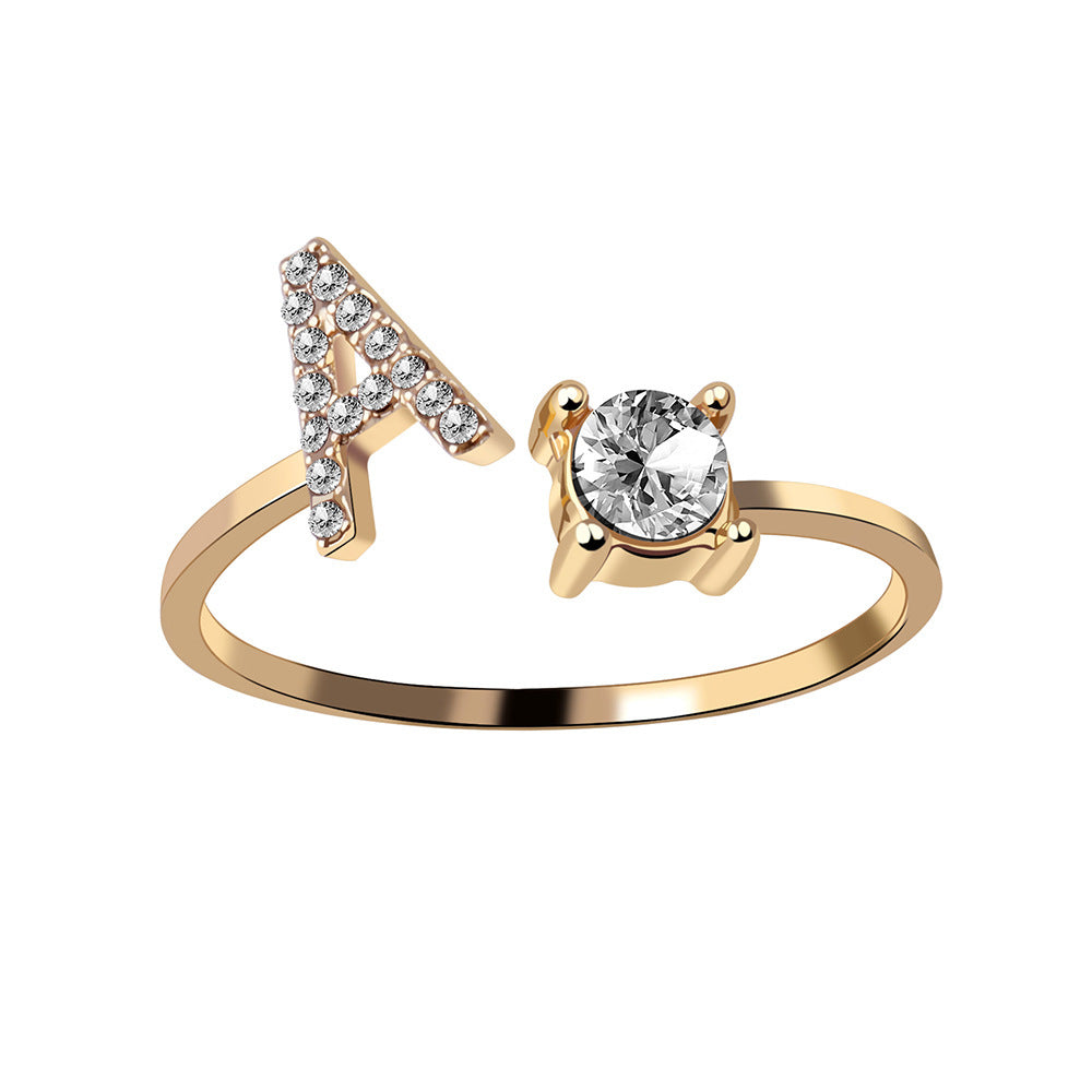 Trendy Women's Creative Adjustable Opening Letters Rings