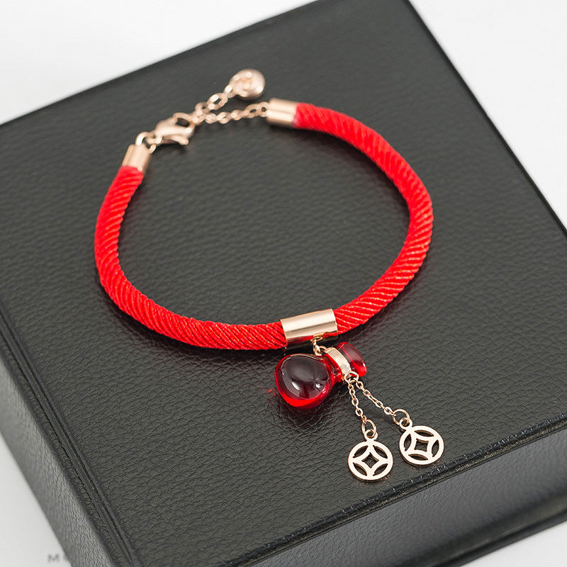 Women's Rose Plated Gold Money Bag Hand Bracelets