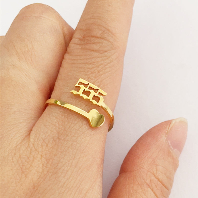 Stainless Steel Lucky Digital Auspicious Knuckle Rings