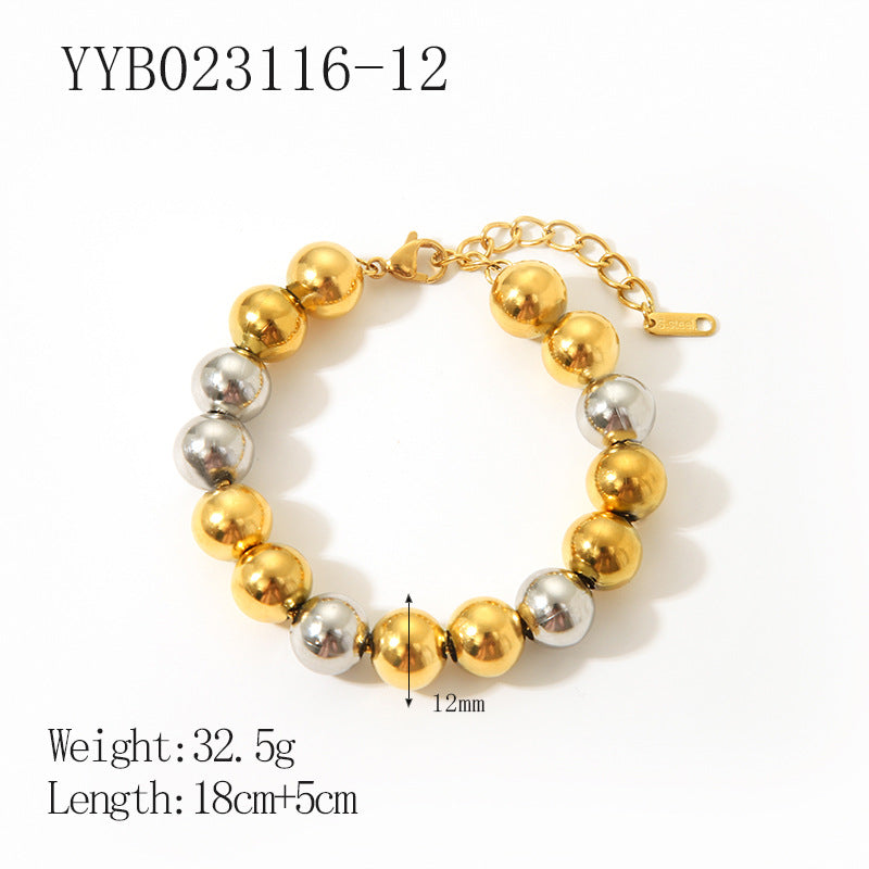 Fashion Simple Stainless Steel Beaded Gold-plated High-grade Necklaces