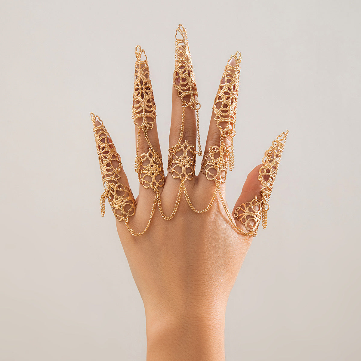 Women's Ornament Gothic Style Hollow Tapered Fingernail Niche Rings