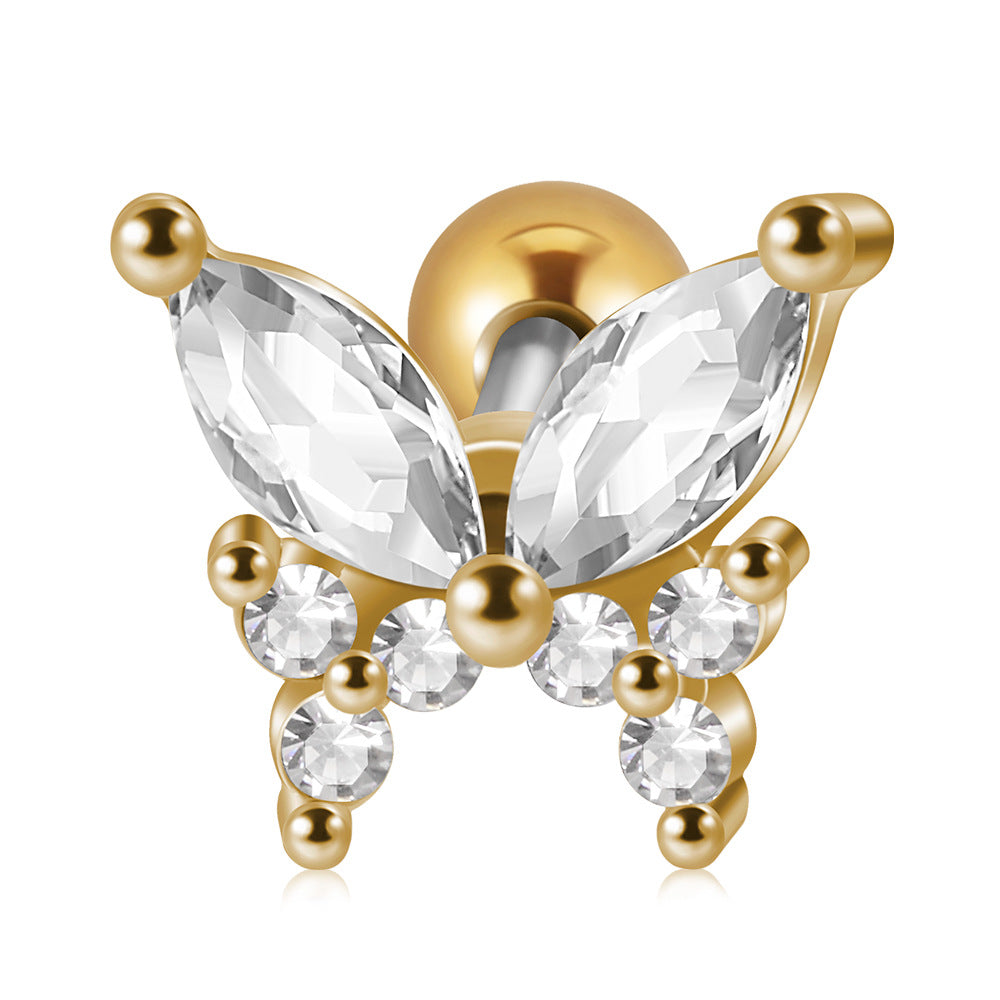 Stainless Steel Fashion Zircon Butterfly Personality Earrings