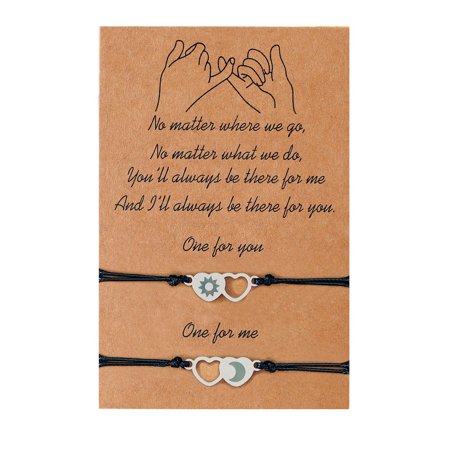 Heart-shaped Laser Sculpture Sun Moon Good Friends Bracelets