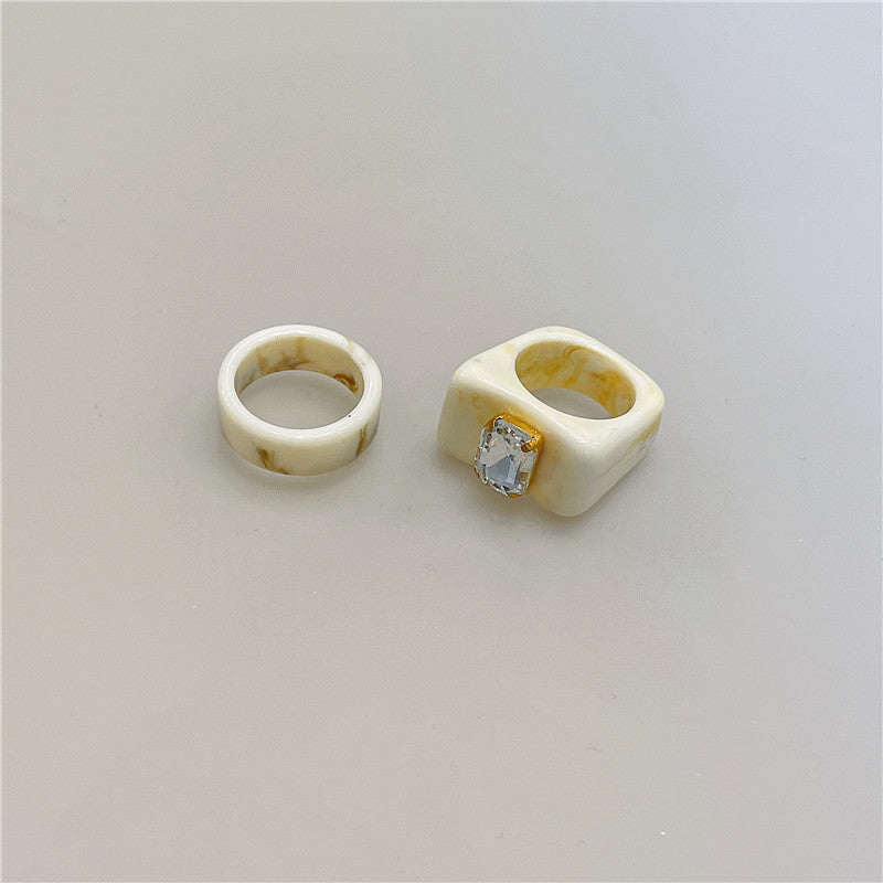 Retro Square Acrylic Geometric Resin Cold Wind Rings