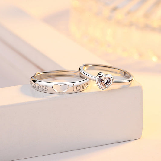 Women's & Men's Matching Heart-to-heart Couple One Pair Niche Rings