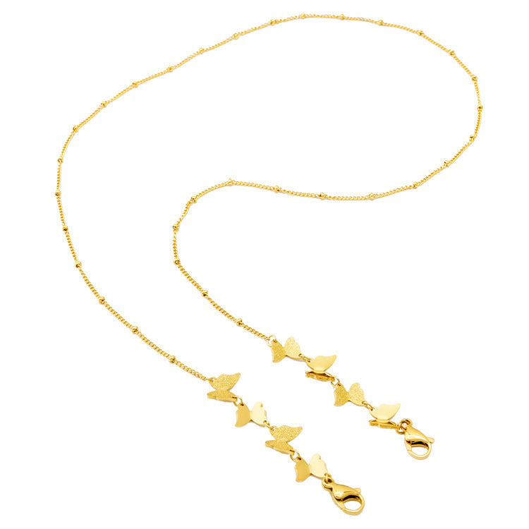 Pearl Titanium Steel Mask Chain Clover Necklaces