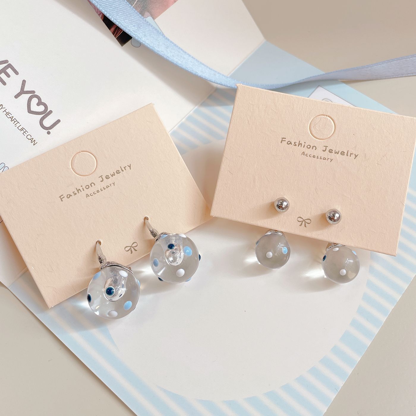 Women's Polka Dots Ball Sier Needle Exquisite Earrings